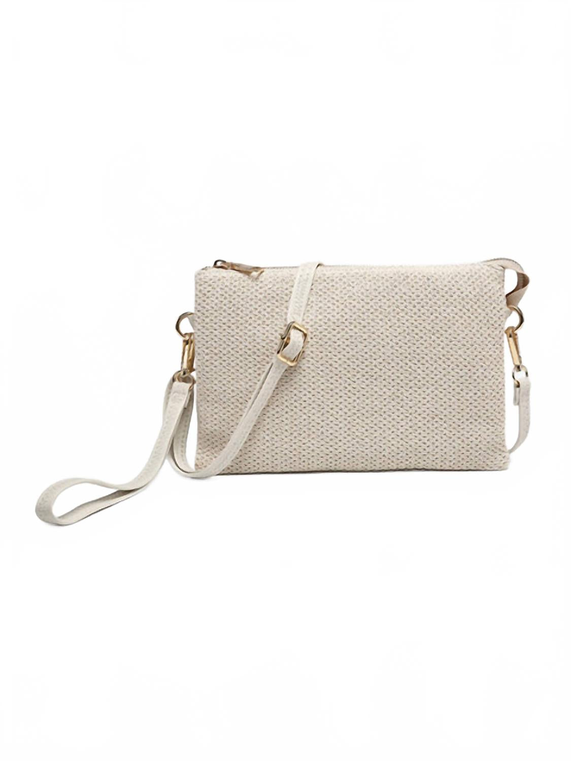 Women's Izzy Vegan Straw Crossbody Handbag In Off White