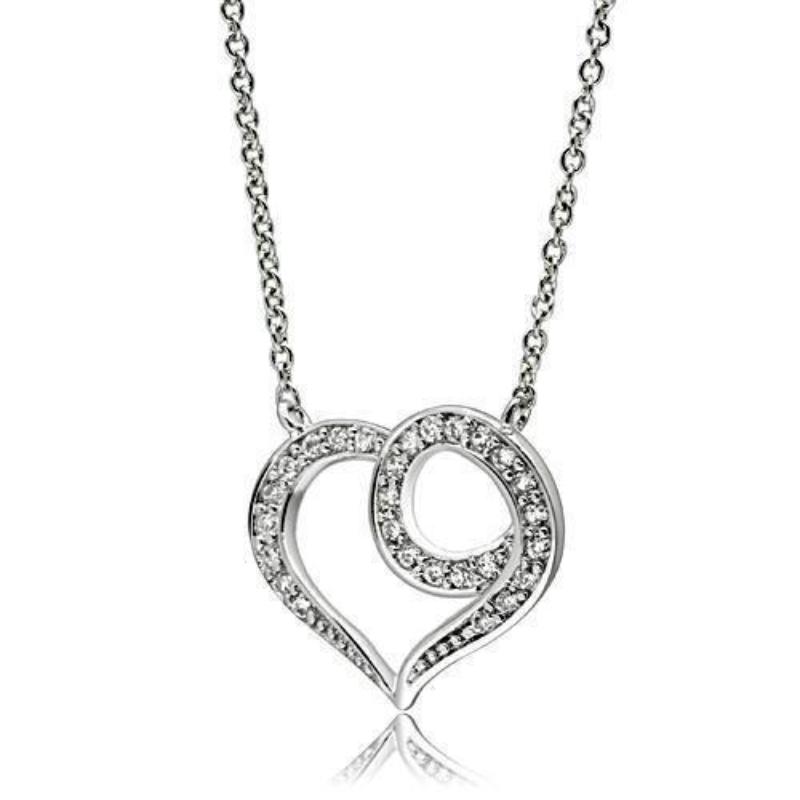Rhodium Brass Necklace with AAA Grade CZ in Clear