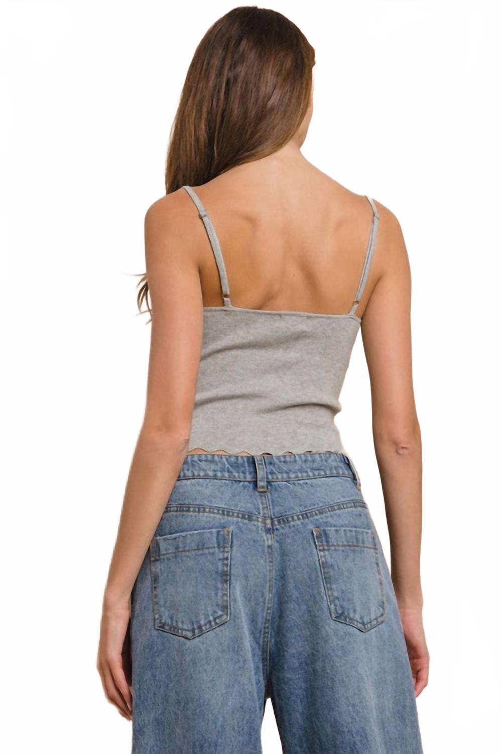 Twist Knit Top In Gray