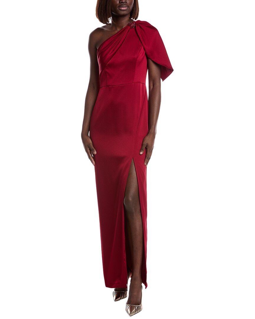 Aidan Mattox Satin One-Shoulder Gown