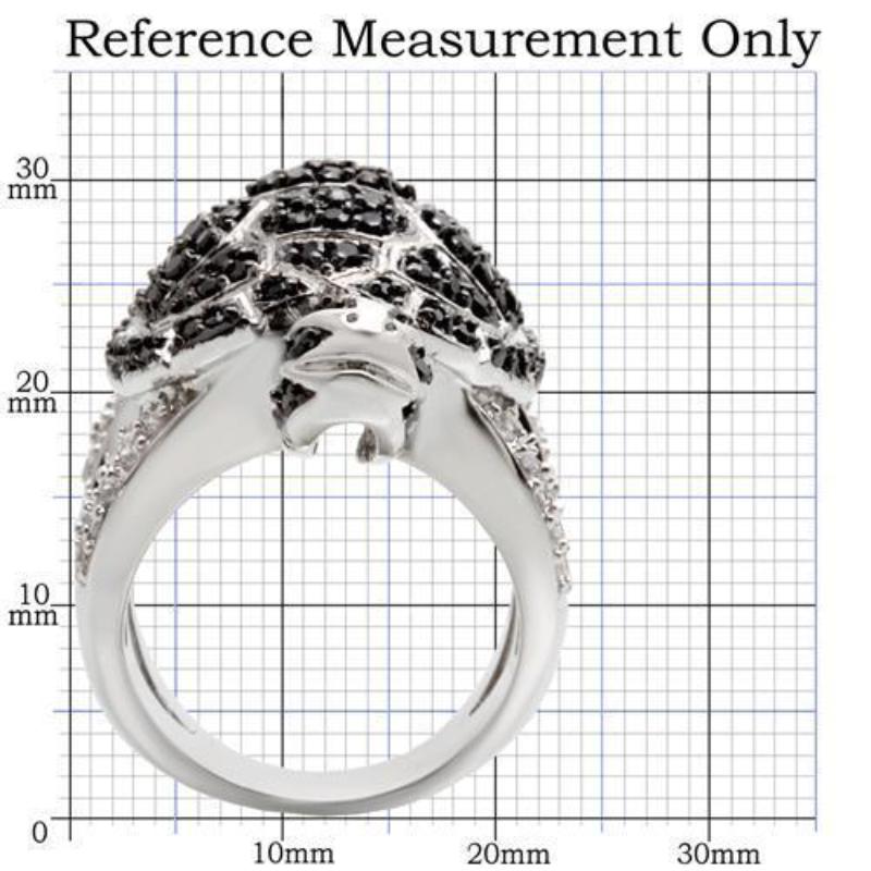 Rhodium + Ruthenium Brass Ring with AAA Grade CZ in Jet
