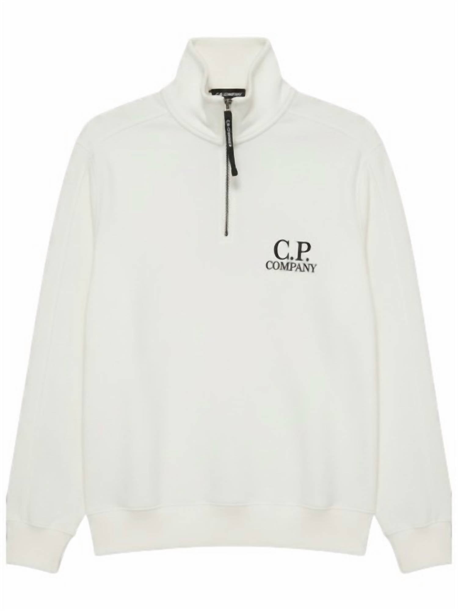 Fleece Half Zip Sweatshirt In White