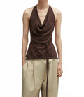 Merino Wool Tie Top In Brown
