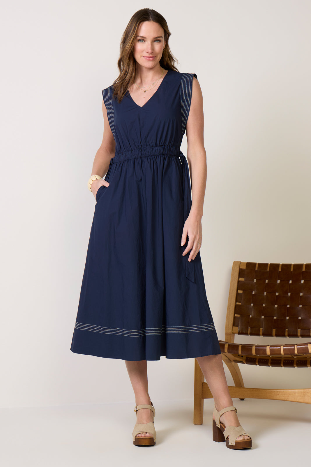 Women's Whitley Contrast Stitch Midi Dress