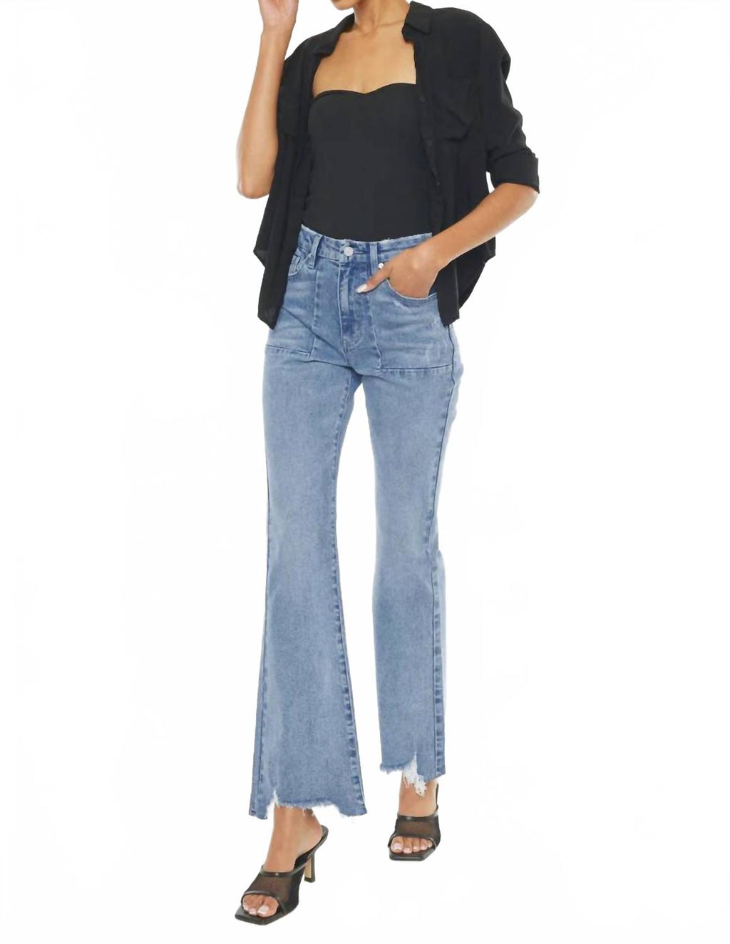 Hawthorne High Rise Flared Jeans In Denim