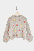 Wool Hand Knit Pullover In Gray