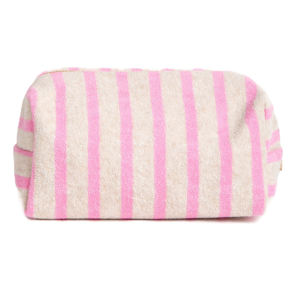 Striped Terry Textured Cosmetic Pouch Bag