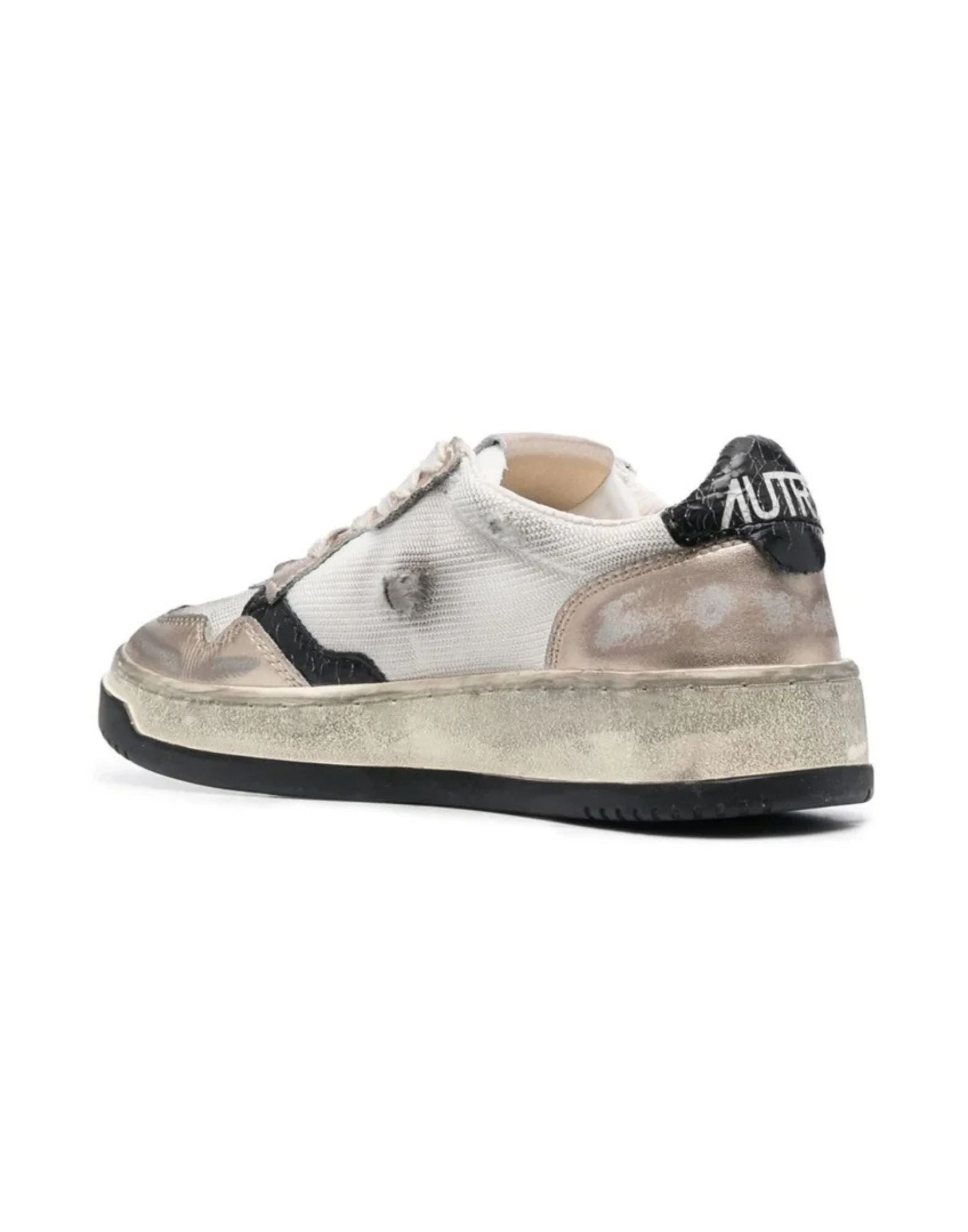 Autry Sup Vint Low Wom Sneakers In Calf Leather Wht/Gold For Women Avlw Ms09 Wht/Gold