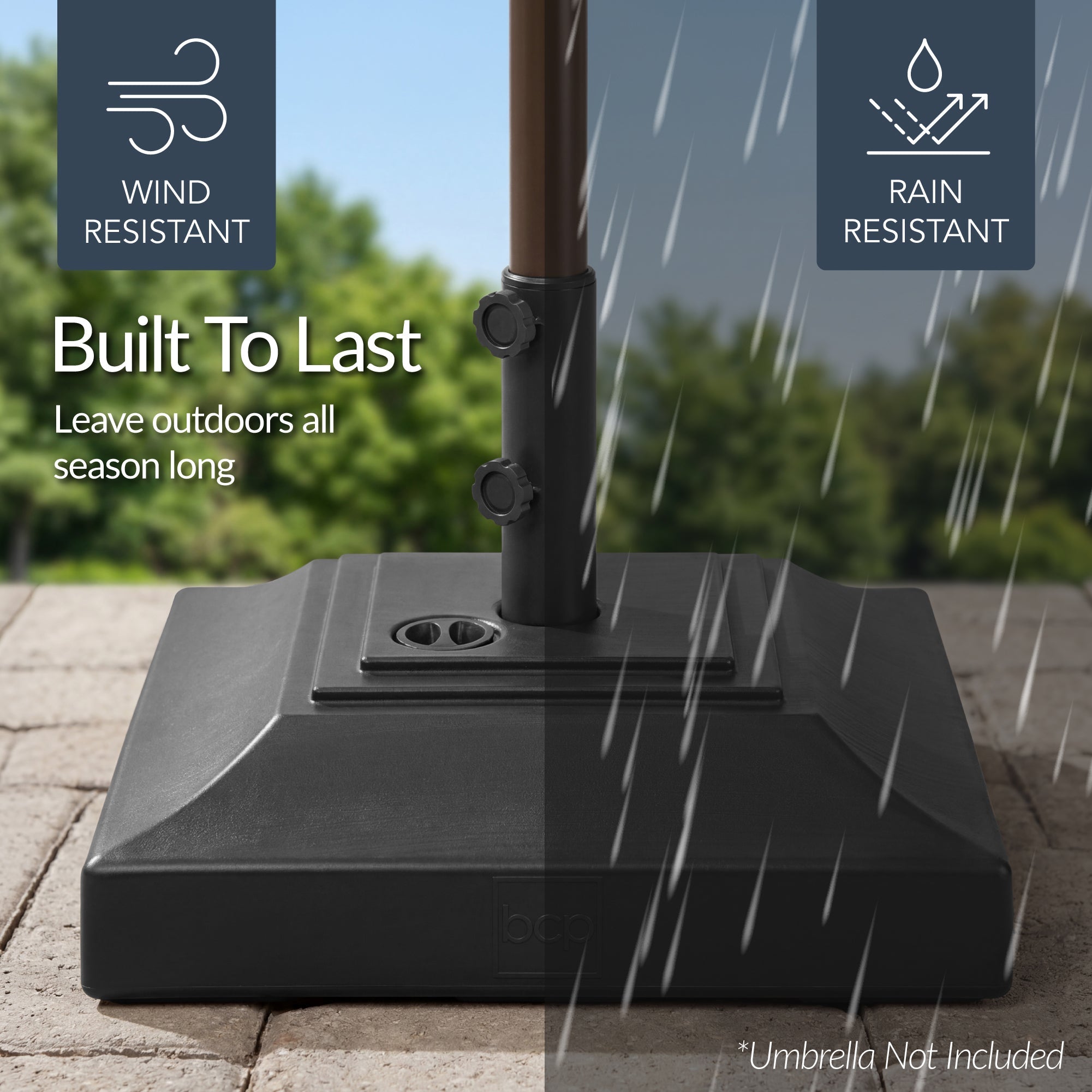 Best Choice Products Fillable Plastic Patio Umbrella Base Stand, Pole Holder w/ Adjustment Knob, Pyramid Design - Black