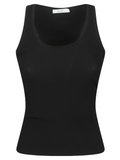 Fitted Ribbed Tank Top with Scoop Neckline