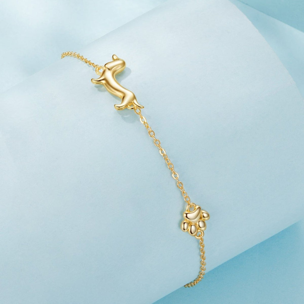 Dachshund & Paw Print Chain Bracelet