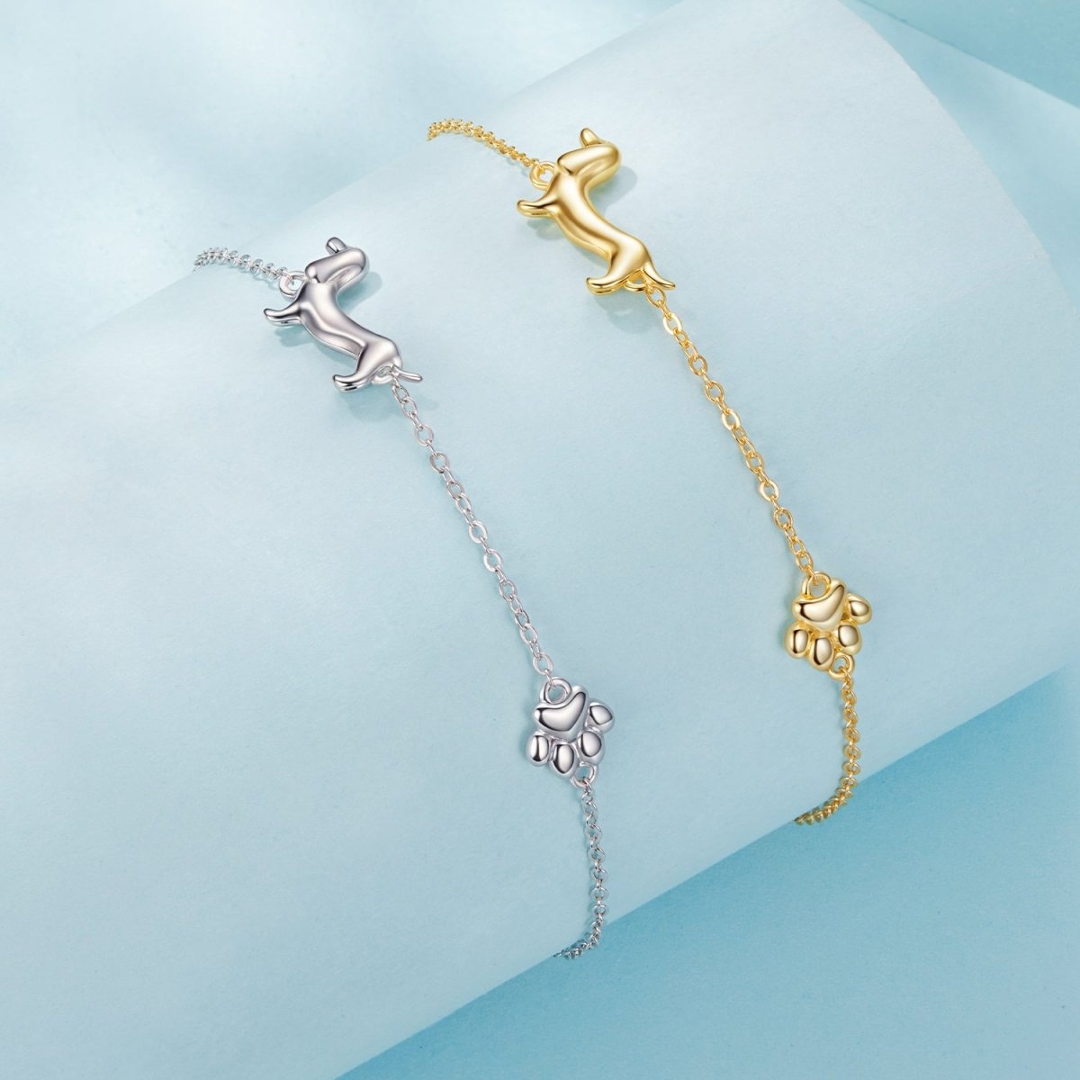 Dachshund & Paw Print Chain Bracelet