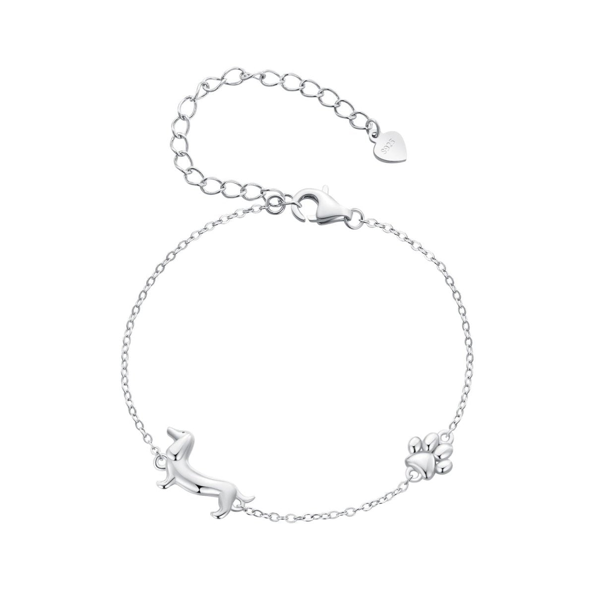 Dachshund & Paw Print Chain Bracelet