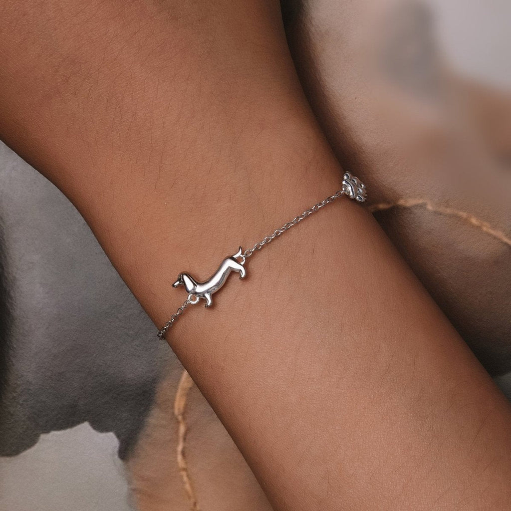 Dachshund & Paw Print Chain Bracelet