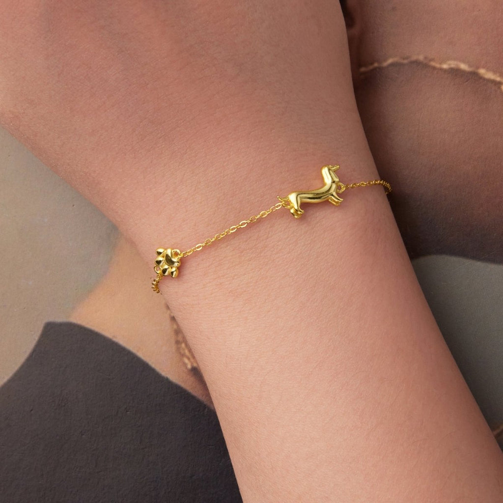 Dachshund & Paw Print Chain Bracelet