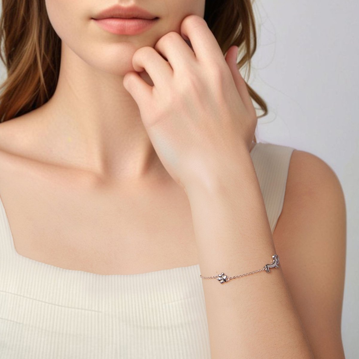 Dachshund & Paw Print Chain Bracelet