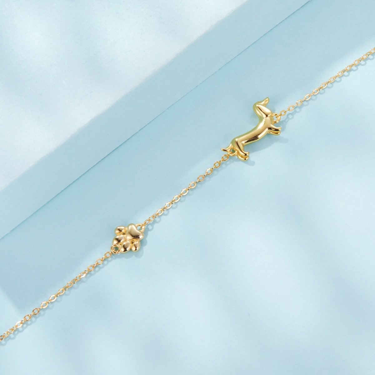 Dachshund & Paw Print Chain Bracelet