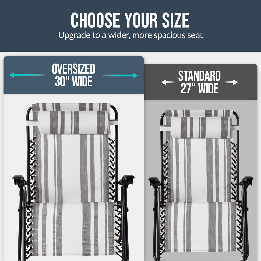 Best Choice Products Set of 2 Extra Wide Zero Gravity Lounge Chair Recliners w/ Cup Holder