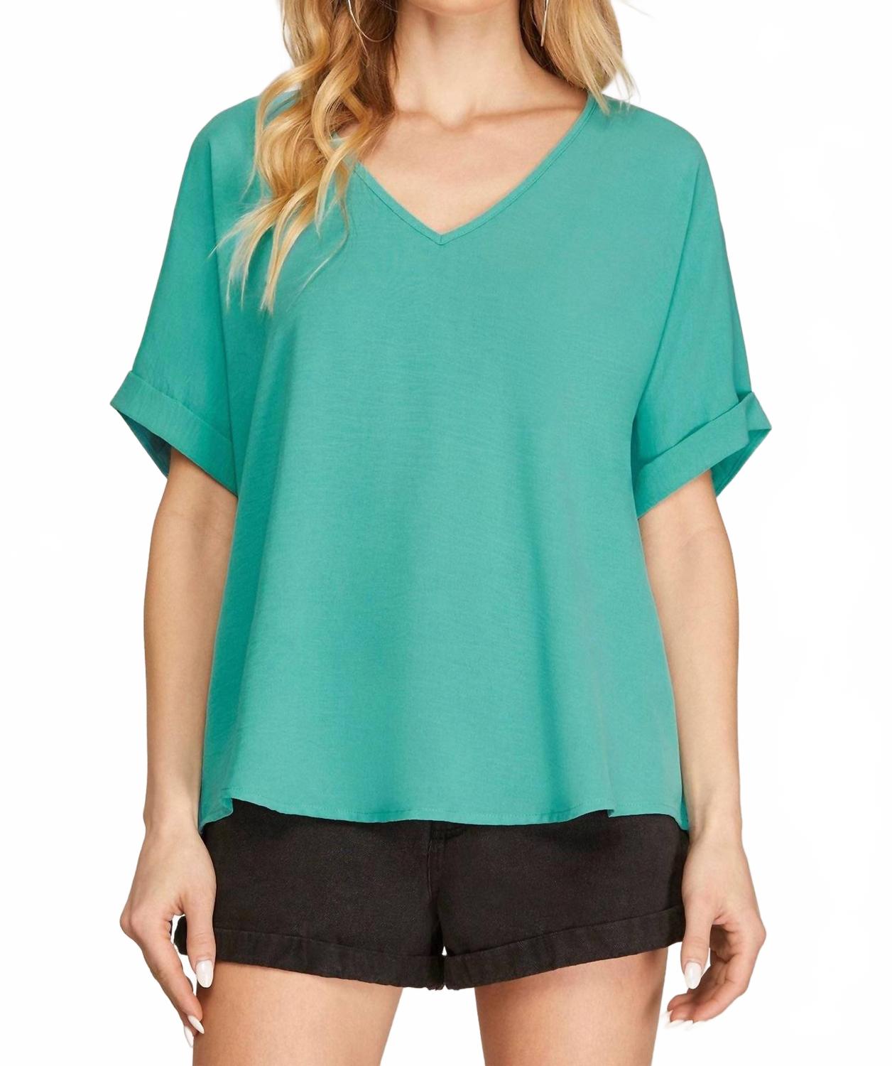 Sea Side High Low Tunic Top In Aqua