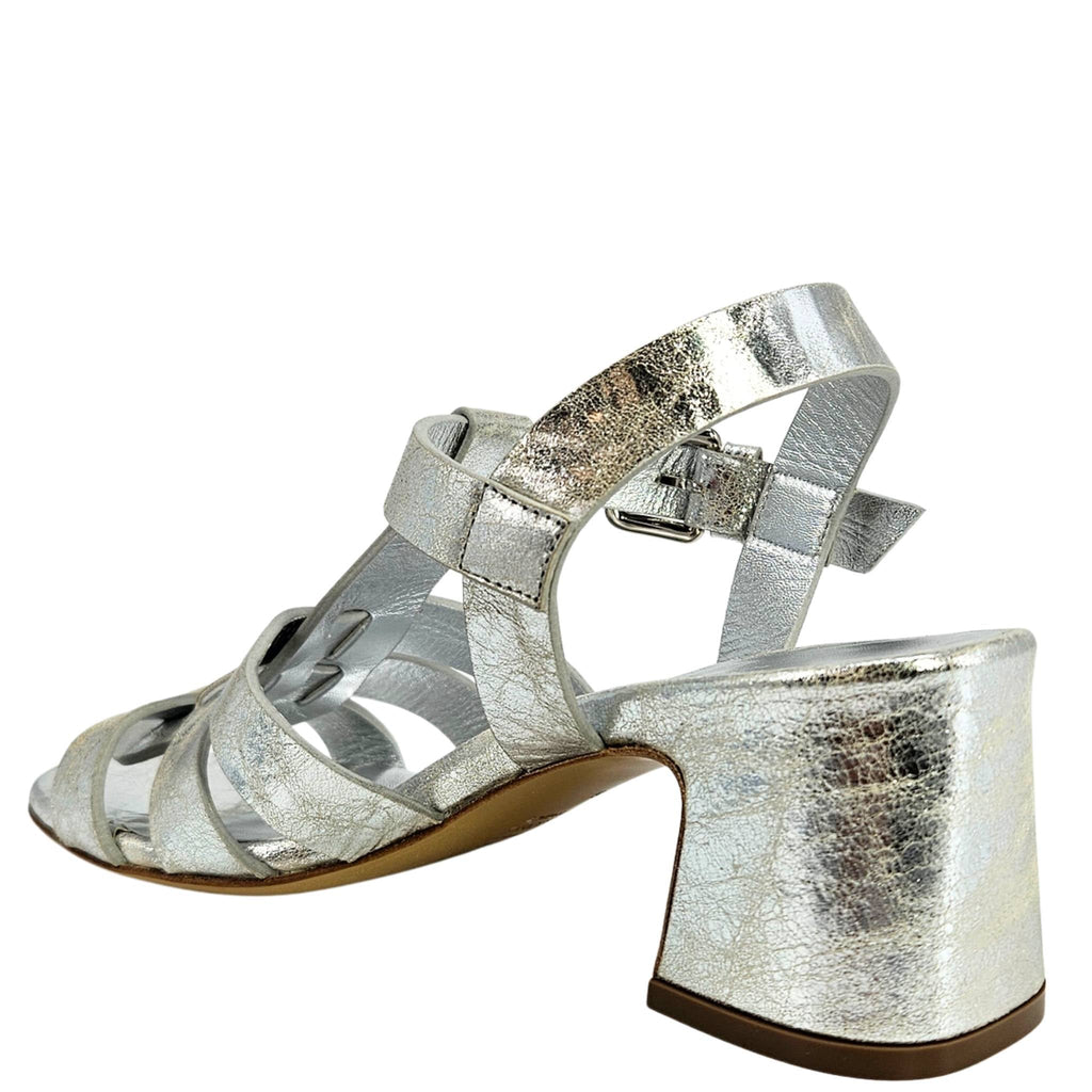 Metallic Leather Gladiator Heel Sandal
