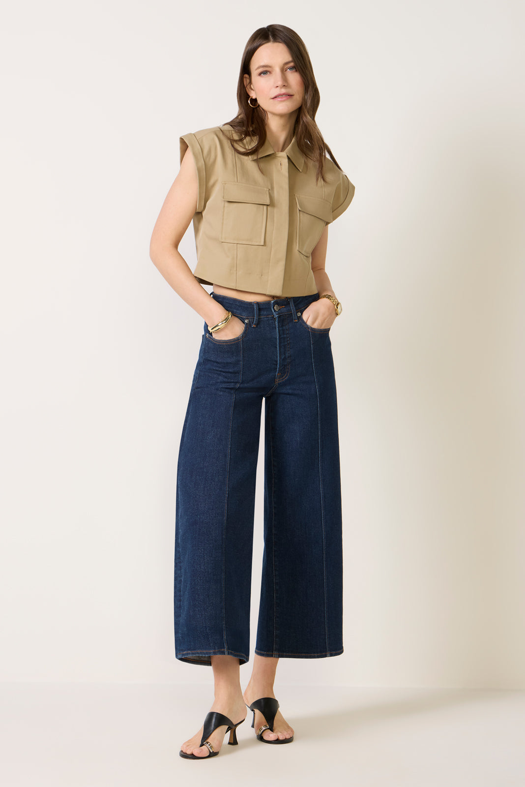 Women's Waist Palazzo Crop Jeans