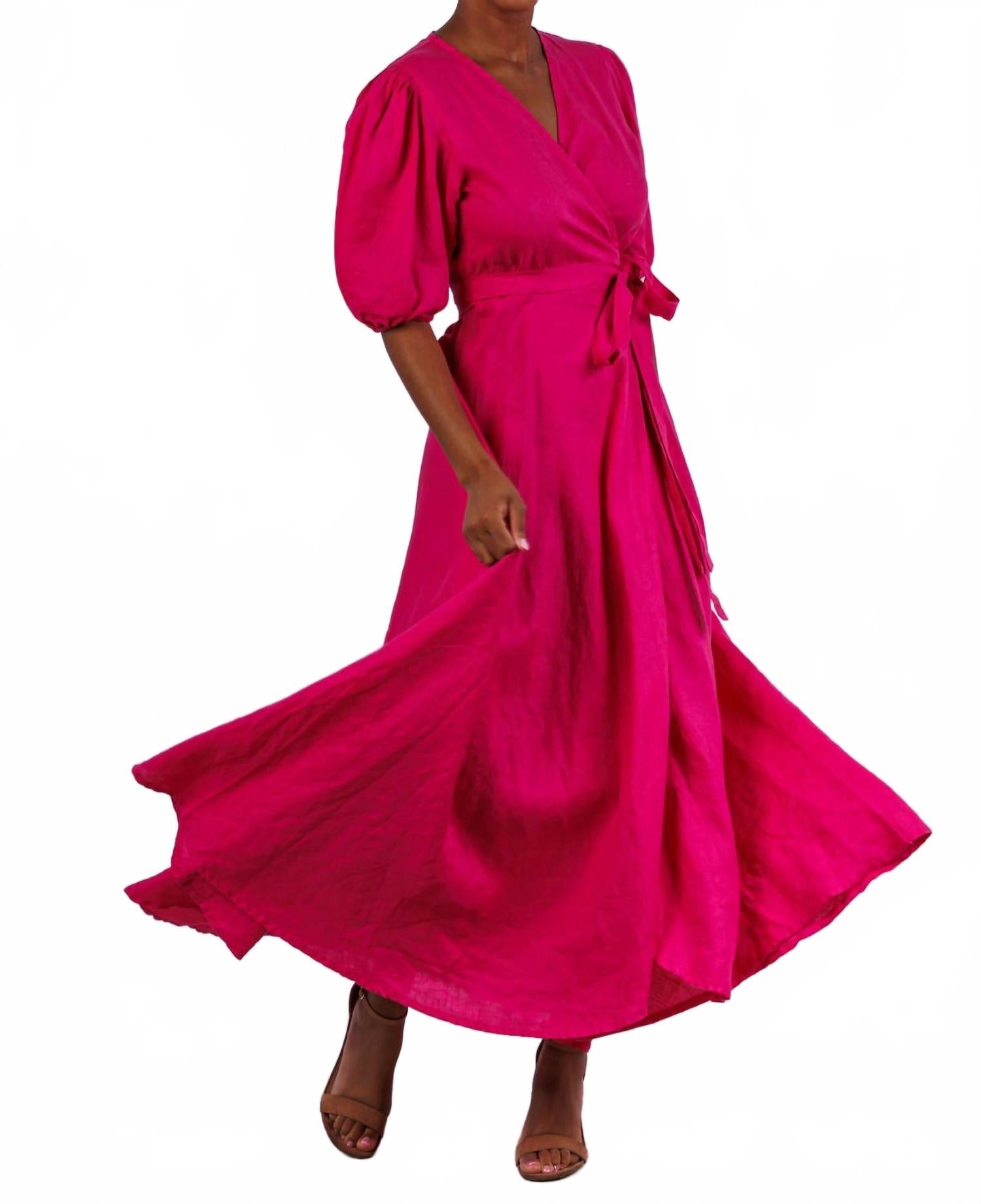 Diana Maxi Dress In Berry Linen