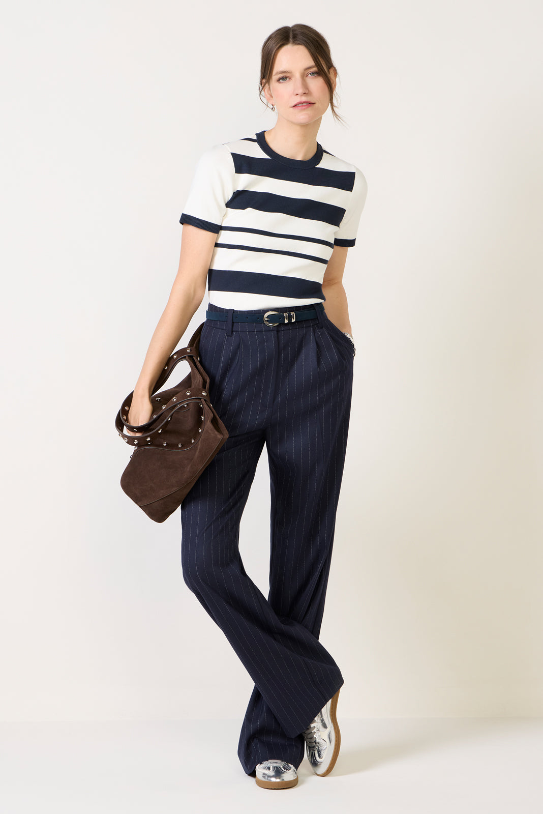 Women's Maxime Knit Stripe Short Sleeve Sweater Top