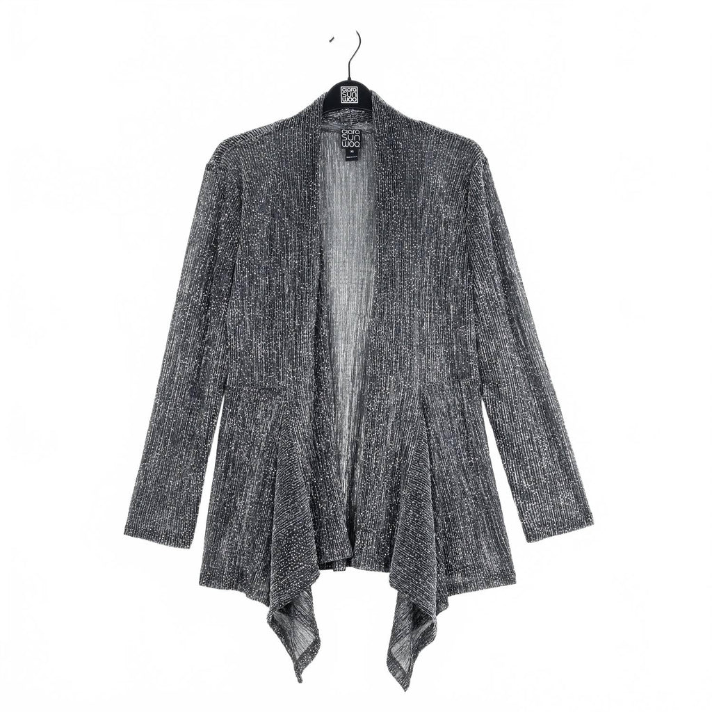 Drape Tunic Cardigan In Silver
