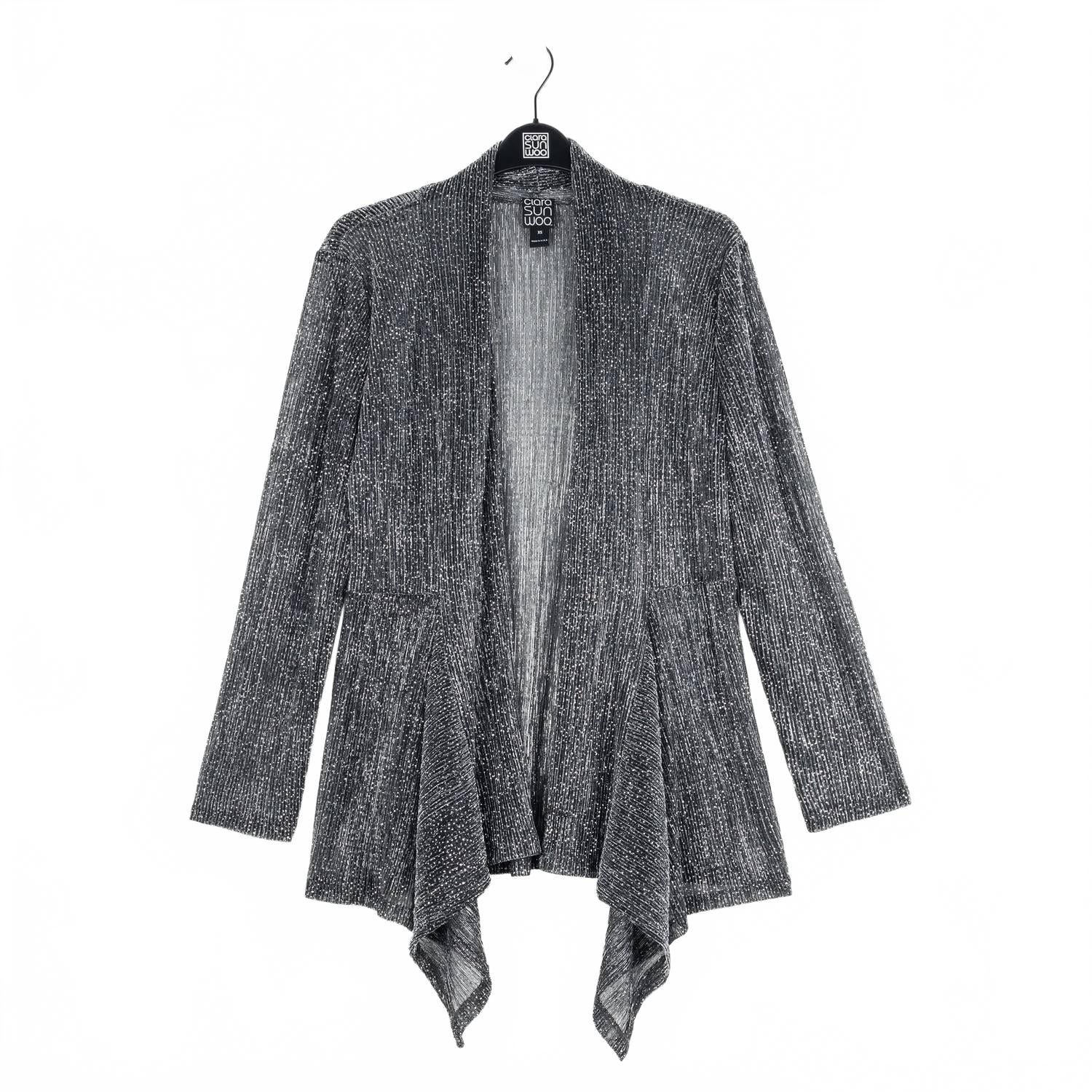 Drape Tunic Cardigan In Silver