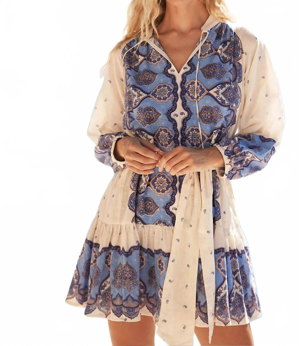 Danae Mini Dress In Blue Paisley Print