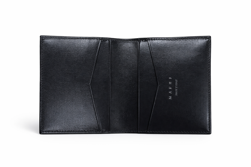 Marni Leather Bi-Fold Card Case Wallet - Black