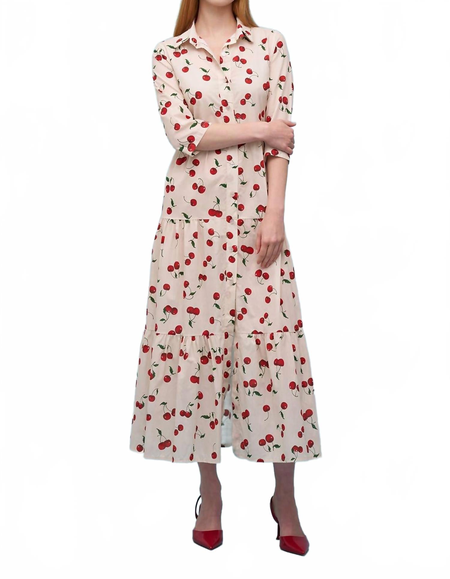 Cherry Maxi Dress In Ivory/milti