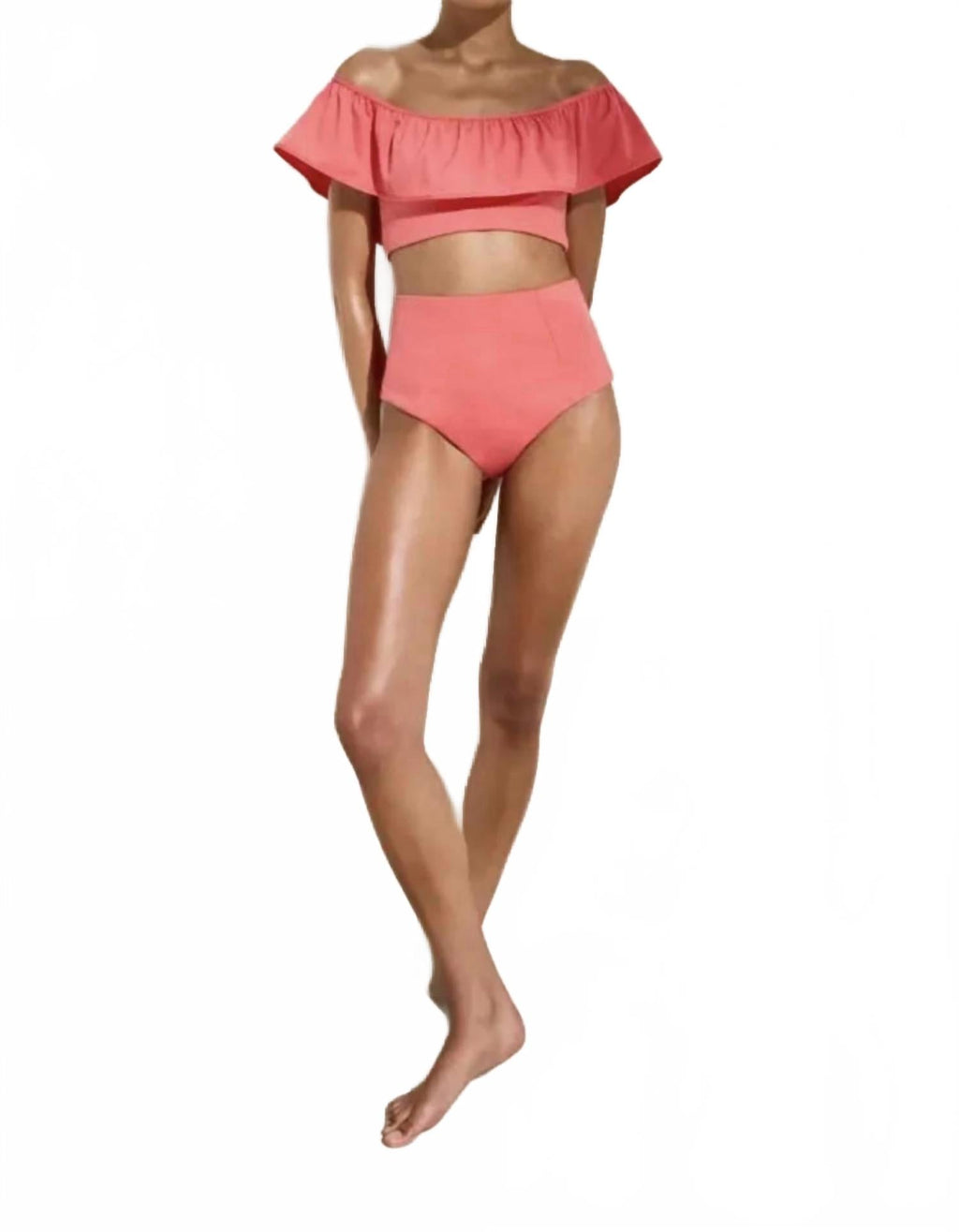Emily Swim Top In Coral Aloe