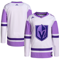 Men's Vegas Golden Knights White/Purple Hockey Fights Cancer Primegreen Authentic Blank Practice jersey