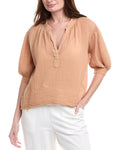 9seed Lightweight Gauze Dashiki Puff Sleeve Top