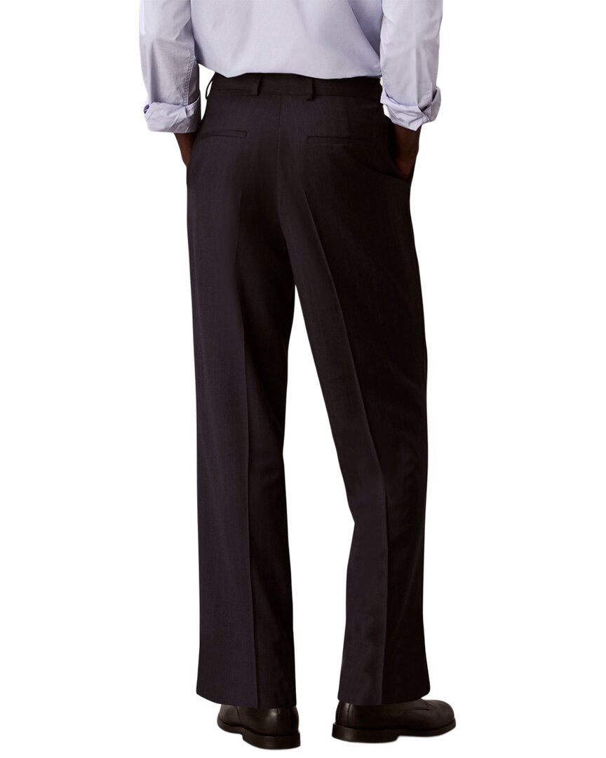 Calvin Klein Straight Wool-Blend Pinstripe Belted Trouser
