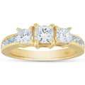 2ct Three Stone Diamond Ring 14K Yellow Gold Size Selectable