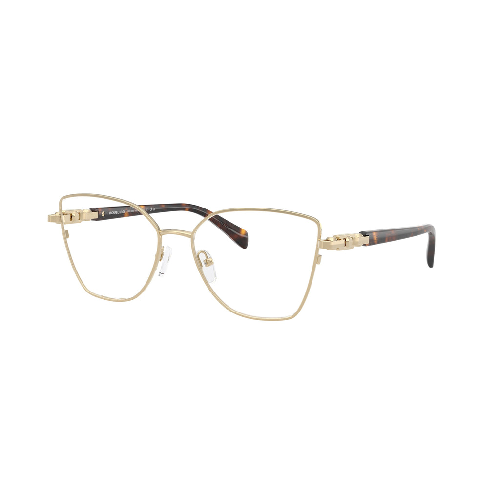 0Mk3090 Geometric Metal Frame Eyeglasses with Tortoiseshell Accents