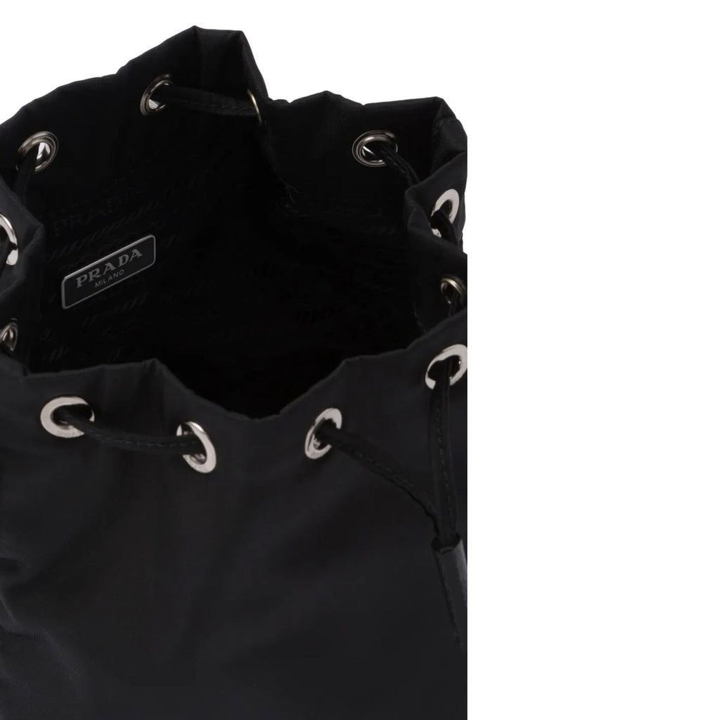 Prada Nylon And Leather Drawstring Pouch Women