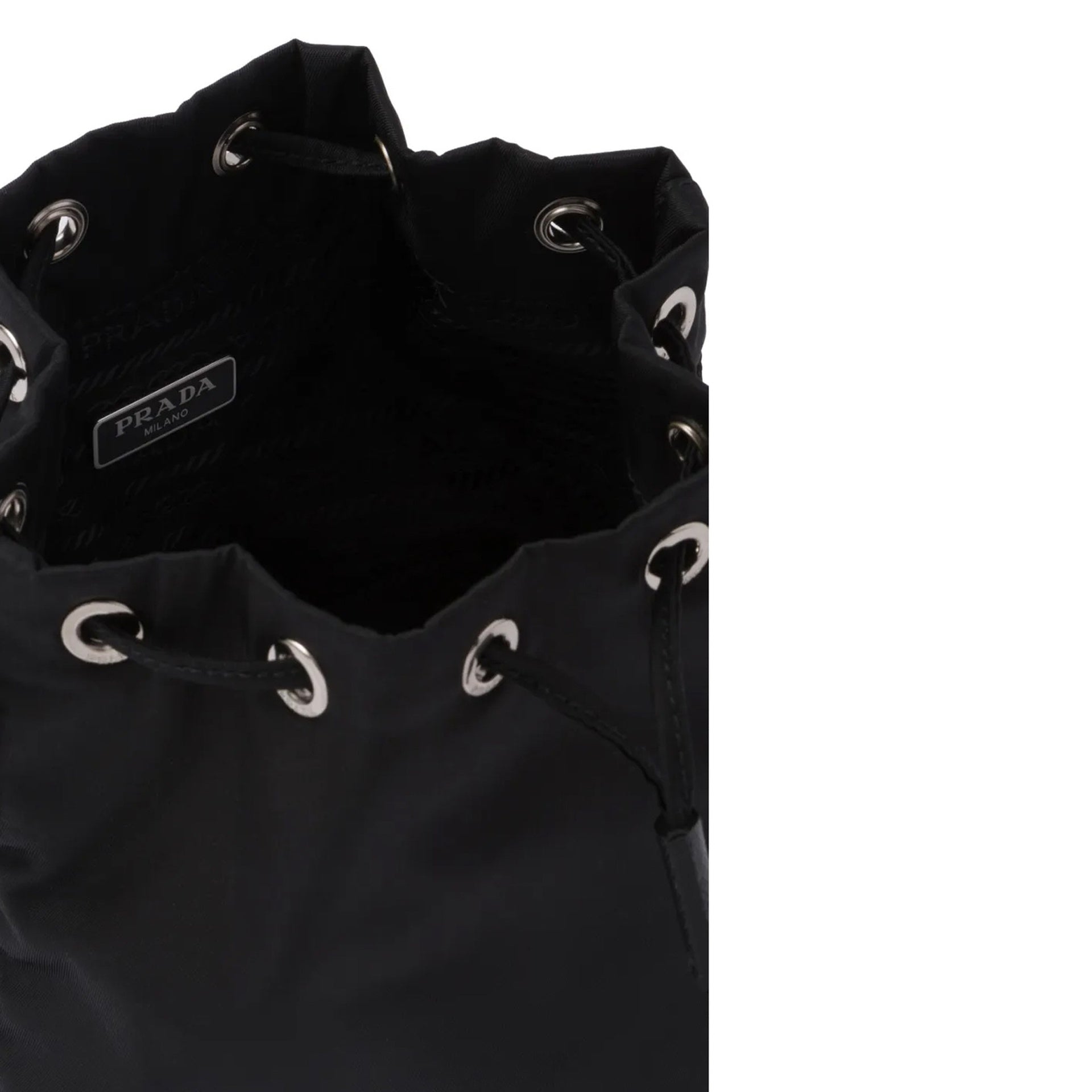 Prada Nylon And Leather Drawstring Pouch Women