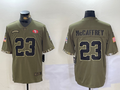 Men's San Francisco 49ers Christian McCaffrey #23 Olive Salute To Service Limited Jersey1