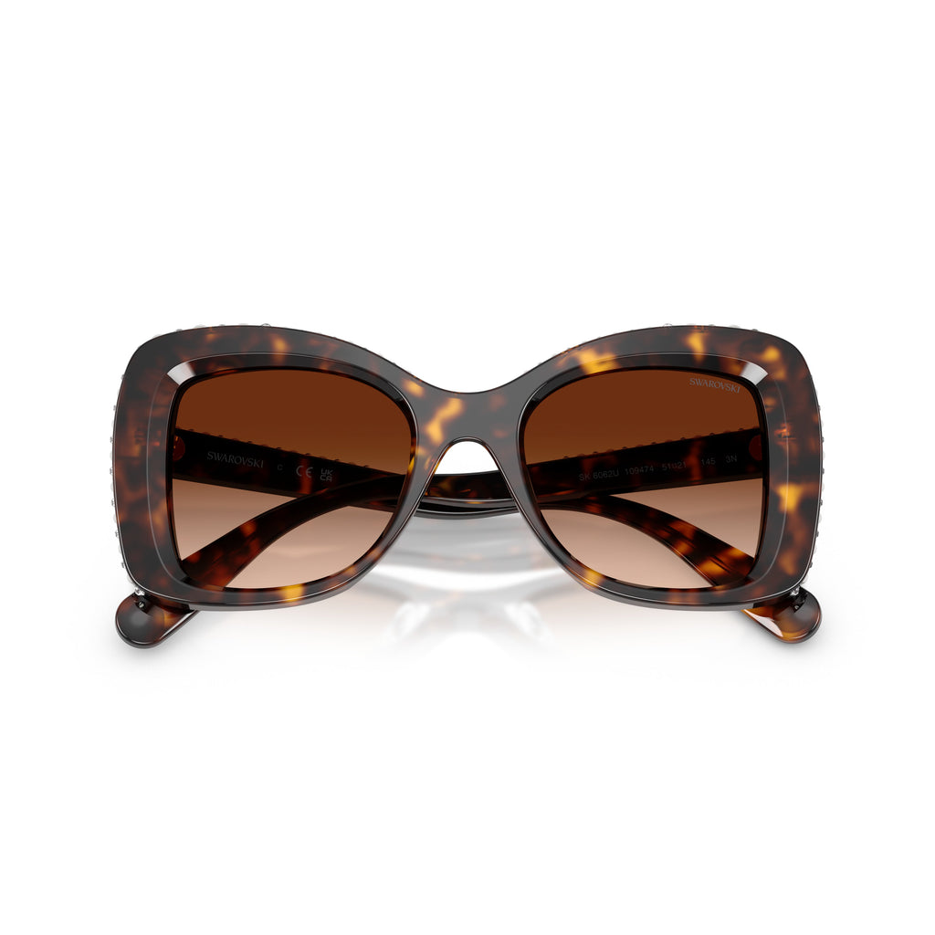 0Sk6062U Oversized Square Tortoiseshell Sunglasses with Crystal Accents
