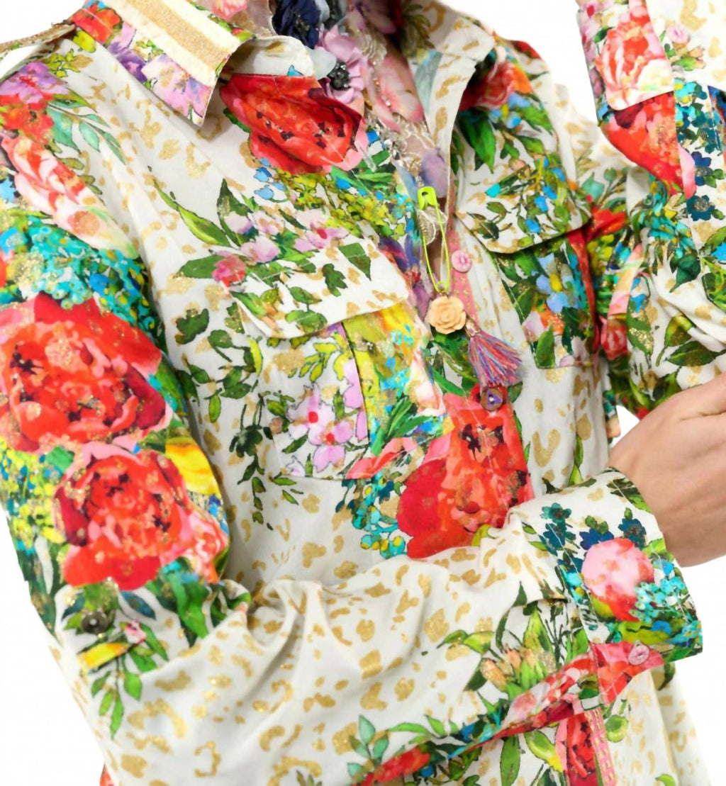 Harriet Button-Down Shirt In Cream Floral Combo