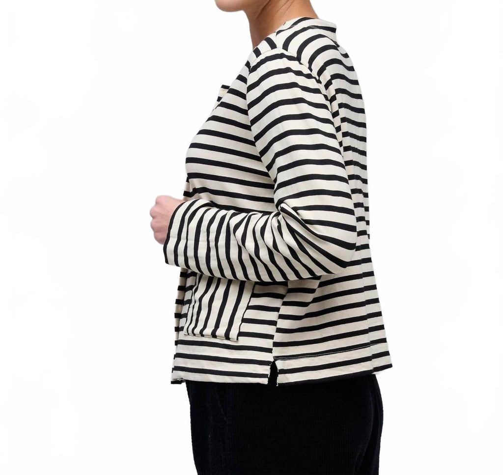 Striped Crop Jacket In Lentil Black Stripe