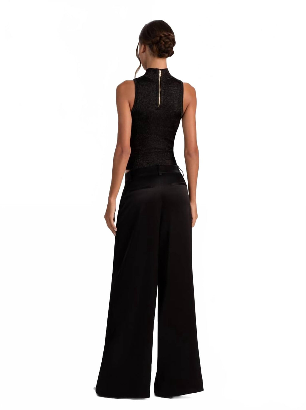 Darcey Metallic Tank Top In Black