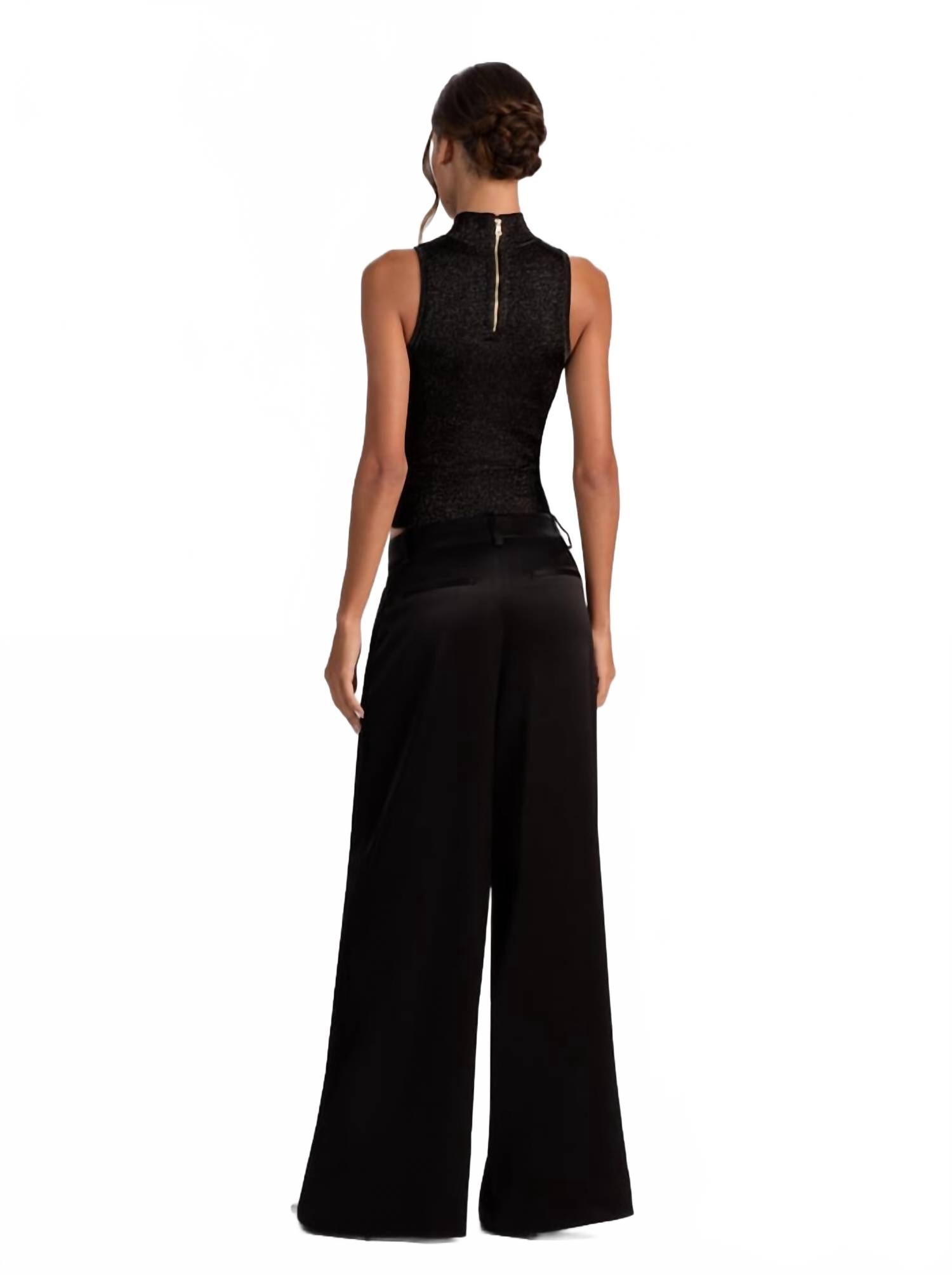 Darcey Metallic Tank Top In Black