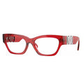 Versace Eyeglasses Cat Eye Full Rim, Red Transparent Frame And Clear Demo Lenses Lens Ve3367U5495