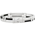 Men's Steel Polished Two Tone Black Latched 8" 11mm Cuffed Bracelet