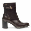 Women's Shiny High Heel Ankle Bootie In Brown