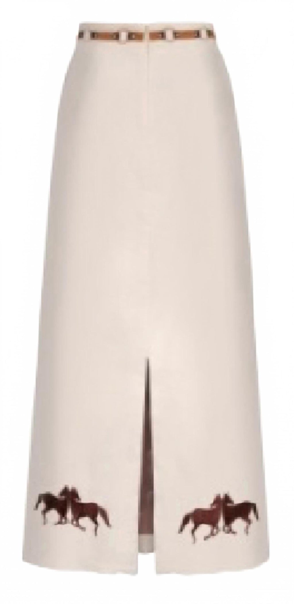 El Carmen Embroidered Canvas Midi Skirt In Ivory